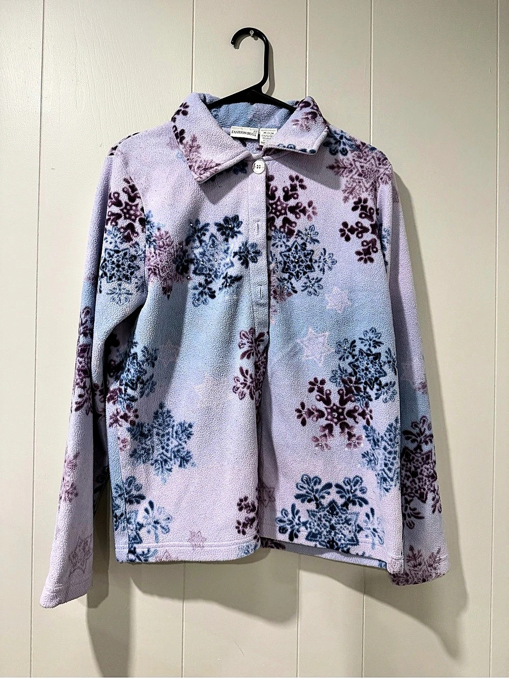 Fashion Bug Floral Fleece Jacket in Purple & Blue Size Medium